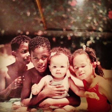 Damon Wayans Jr. and his three siblings during their childhood.  